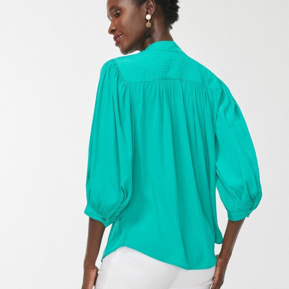 NWT CHICO'S Jade Green Shirred Blouse Top Sz 4 or US 20 - Picture 7 of 7